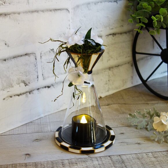 Checked Tea Light Candle Cloche Vintage Cristal d’Arques Durand Glassware Cloche - Picture 1 of 11